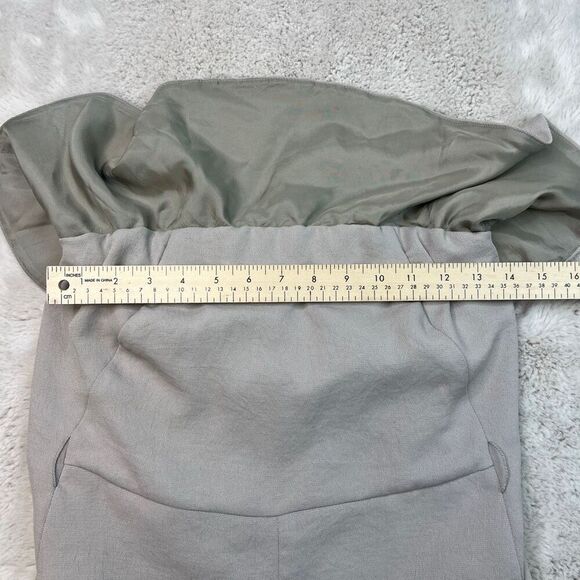 Babaton Romper Size 4 Nude Cropped Off Shoulder Wide Leg Sleeveless Romper Ruffl - Picture 9 of 16